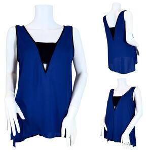 Express Blue With Black Trim Dressy Tank Top SZ M $69